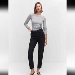 MNG MANGO | Junior Womens Black Wash High-Waisted Mom Comfort Ankle Length Jeans